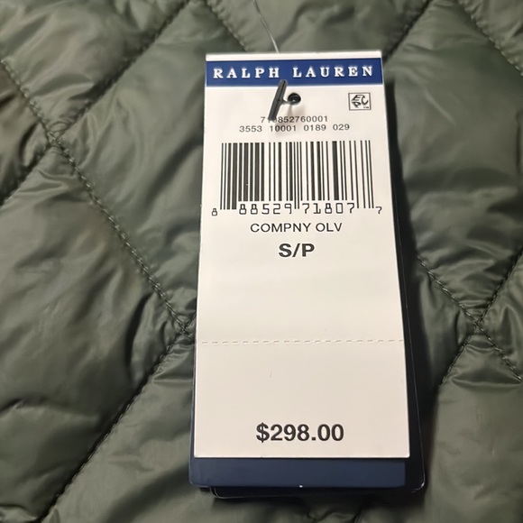 Polo Ralph Lauren Quilted Newbury Water Repellent Zip Army Olive Jacket - Picture 12 of 12
